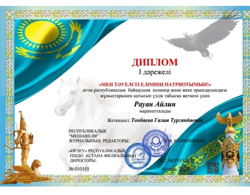 «Мен Тәуелсіз елімнің патриотымын!»